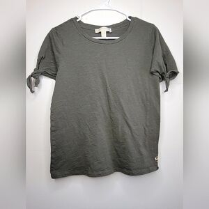 Women's Michael Kors Army Green Tie Sleeve Crewneck tee, Size Medium